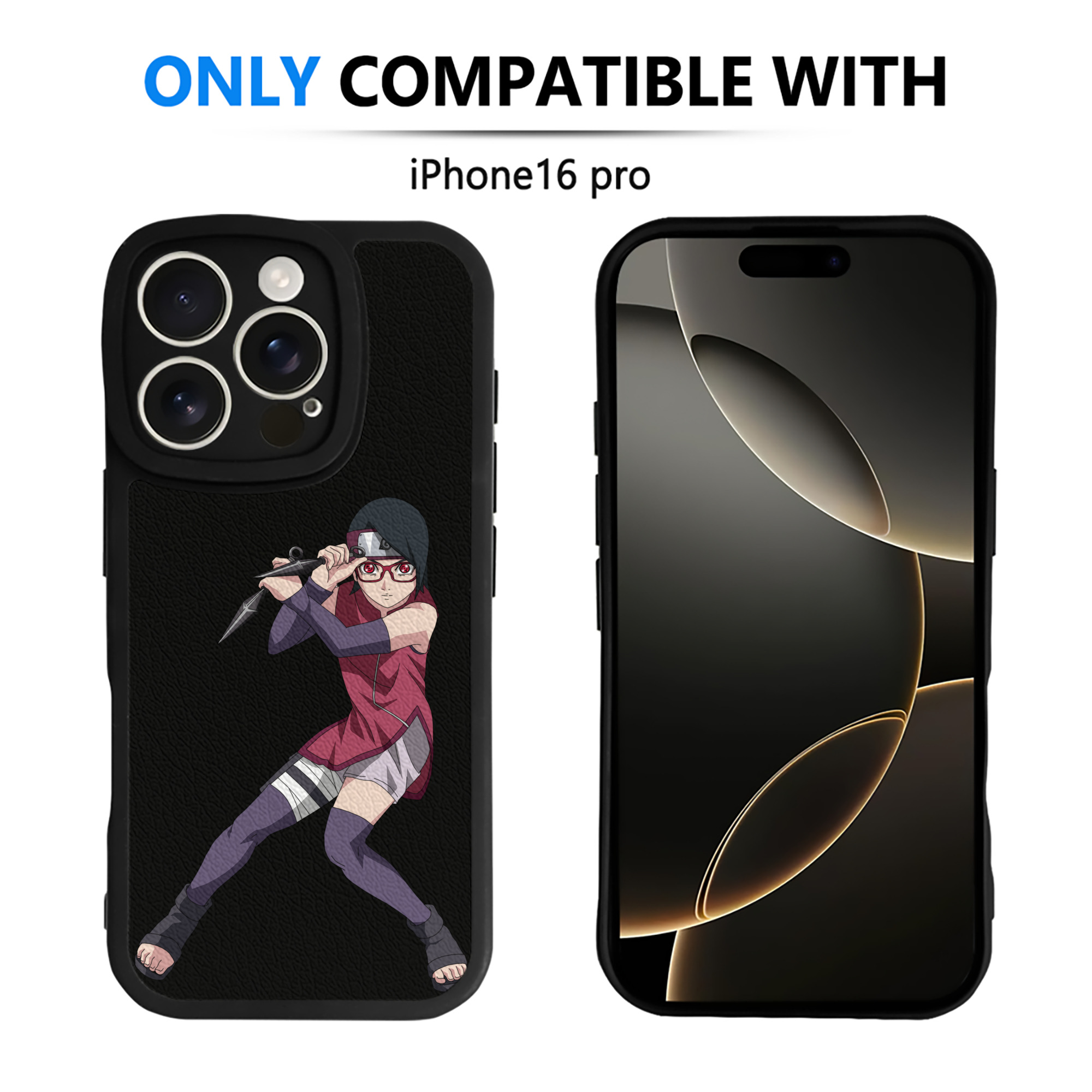 （画像用） NARUTO -ナルト- うちは サラダ Uchiha Sarada 【iPhone 16シリーズ対応】シリコンスマホケース（レザー調） 材質：シリコン